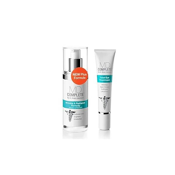 MD Complete Eye Wrinkle Duo | Professional Dermatologist Skin Rejuvenation includes & Radiance Remedy PLUS with Retinol and Total Treatment Hyaluronic Acid Peptides Set of Two