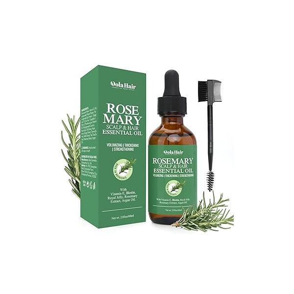 Organic Essential Rosemary Oil for Hair Growth, Thin Hair, Healthy Scalp and Skin (2.03 Oz)