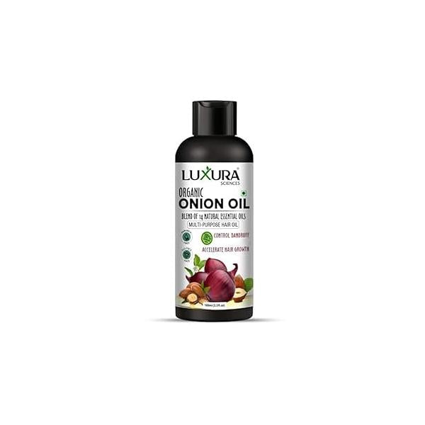 Organic Onion Oil | Controls Hair Loss, Dandruff, & Helps with Growth Infused 14 Essential Oils for Strong Roots Sulfate-Free Care 3.38 Fl Oz/100ml