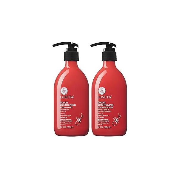 Luseta Red Hair Shampoo & Conditioner Set for Color Treated, Sulfate and Paraben Free Copper Brightening, Strengthening Follicles With Pomegranate Extract 2 x 16.9oz