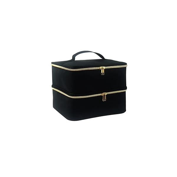 Nail Polish Carrying Case, Double-Layer Storage Bag- Fits Dryer Lamp and 30 Bottles(15ml/0.5 fl.oz), Organizer bag with Adjustable Dividers for Manicure Set (Black)