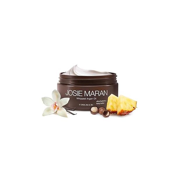 Josie Maran Whipped Body Butter - Skin Firming Cream with Argan Oil, Shea Butter, Avocado Oil & Essential Fatty Acids Radiance-Boosting Skincare Blissful Beach (8 Fl Oz)