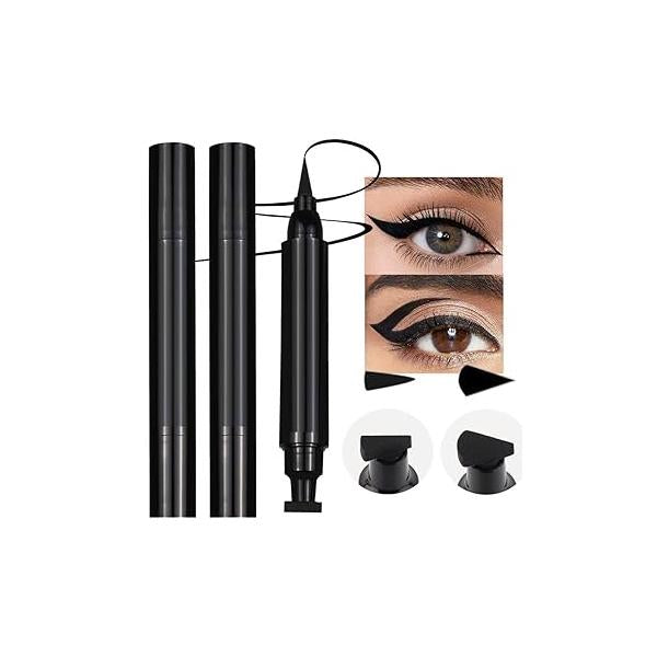 evpct 7Pcs Colored liquid Eye Liners Face Stamp Cosplay Gothic Makeup Set Kit for Beginners, Black Brown Purple Blue Red Pink Green Star Flowers Heart Moon Triangle Lightning Butterfly Stamps Eyeliner