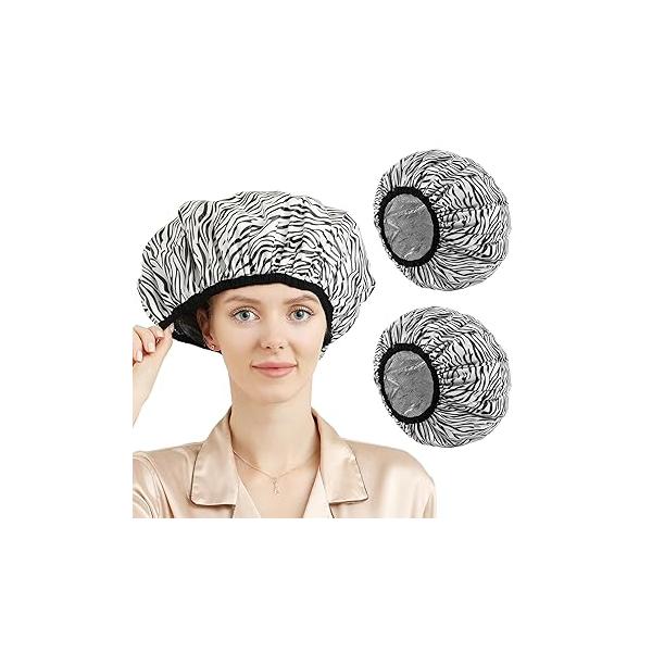 YIZIJIZI 2 Pieces Heat Cap for Deep Conditioning, Conditioning Made of Aluminum Foil Home and Salon Use, Hair Dyeing(Leopard Print)