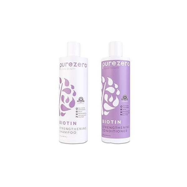 Purezero Biotin Shampoo & Conditioner set - Anti Thinning Formula Volumizing, Thicker, Fuller Hair Zero Sulfates, Parabens, Dyes, Gluten 100% Vegan Cruelty Free Great For Color Treated