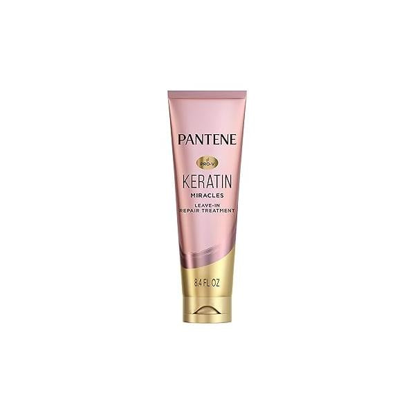 Pantene Keratin Leave-In Conditioner with Argan Oil, Protein Treatment for Dry, Damaged & Color-Treated Hair, Repairs Split Ends Protects from Damage, Formaldehyde-Free, 8.4 Fl Oz