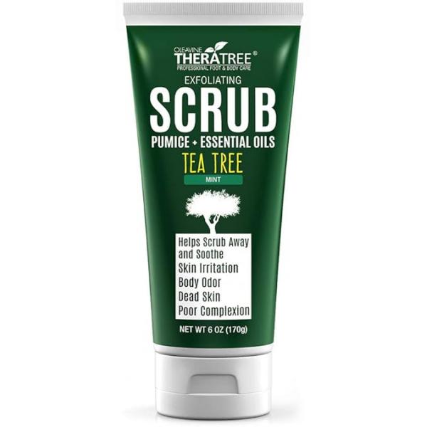 Tea Tree Oil Exfoliating Scrub with Bamboo Charcoal, Neem & Natural Pumice by Oleavine TheraTree