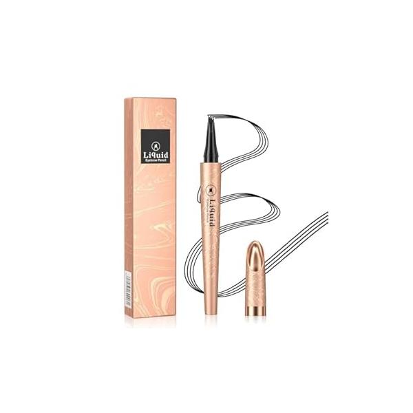 Eyebrow Pencil Microblade Pen, Pen Micro 4 Point Brow Lift & Snatch, Waterproof Long-Lasting Microfilling Smudge-proof Natural Hair (Dark Brown)