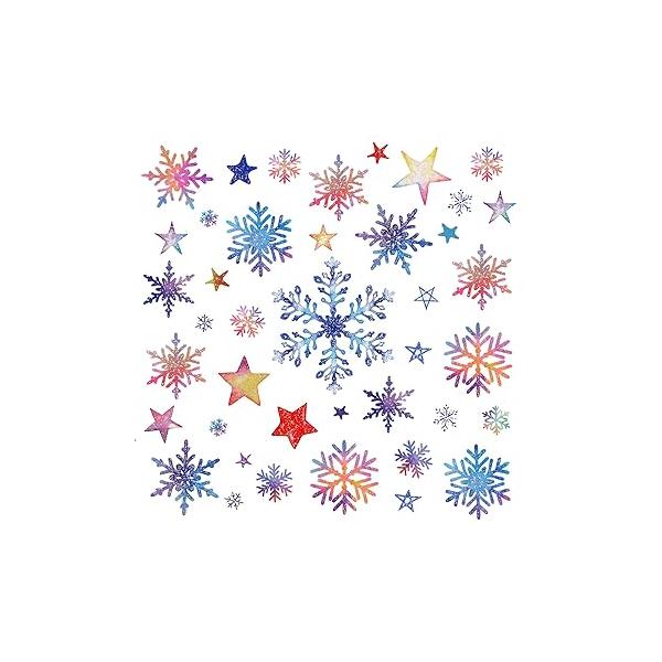 18 Sheets/1900pcs Snowflakes Temporary Tattoos, Winter Blue White Frozen Glitter Tattoo for Body Face Kids Women Christmas Party Decorations Supplies- Small Style