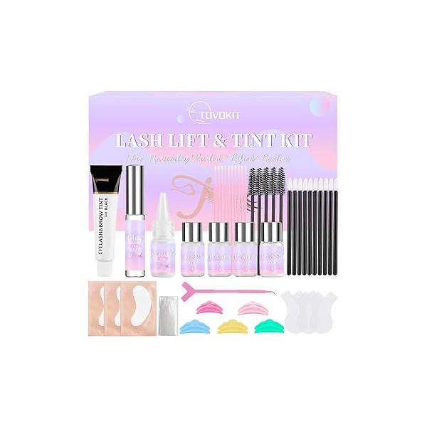 Lash Lift Kit, Eyelash Perm Professional Kit and Black Eyebrows & Eyelashes Color Easy for Beginner at Home