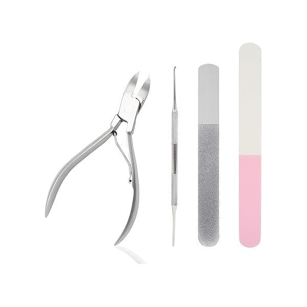 Stellmacher Toenail Clippers, Professional Nail Care Kit with Stainless Steel Clipper, 4 Pieces Manicure & Pedicure for Men and Women, Mens Grooming