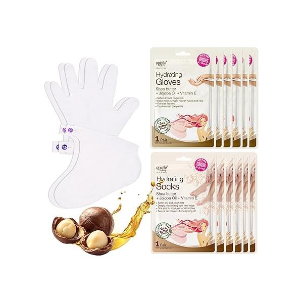 Epielle Hydrating Foot Masks 6 Pairs, Deep Moisturizing Socks for Dry Feet & Cracked Heels, Relieve and Soften with Shea Butter Jojoba Oil, Korean Skin Care, Spa Set, Self Care Gifts Women