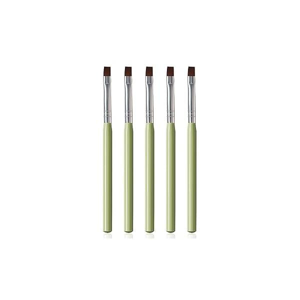 DANNEASY 5pcs Acrylic Nail Brush Flat Clean Up Polish Remove Painting Builder Gel Pen Brushes Manicure for Home Use and Professional Salon