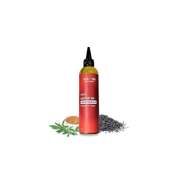 Original Chebe Hair Oil with Castor (8oz) - Made in USA Longer Thicker-Looking Rosemary Authentic for All Types Encourages Retention Lush, Vibrant Strands