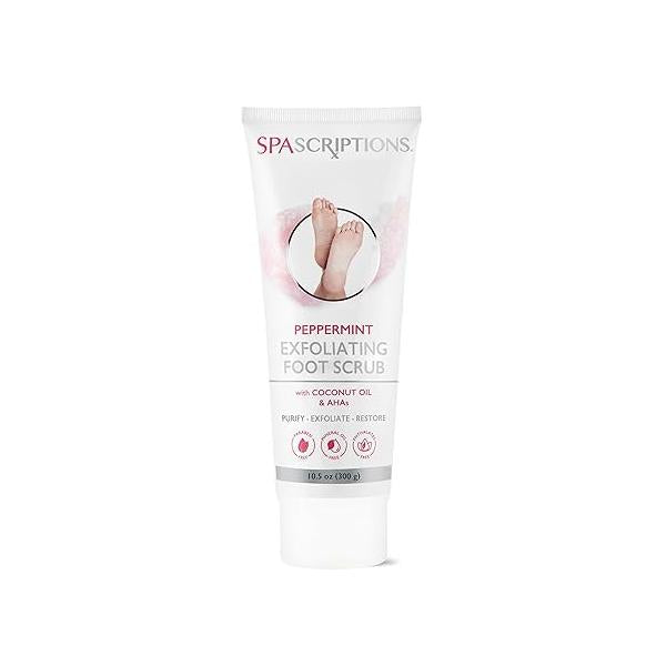 SpaScriptions Peppermint Exfoliating Foot Scrub with Peppermint, Coconut Oil, Alpha Hydroxy Acids (AHAs), Exfoliates, Purify, and Restores (10.5 oz)