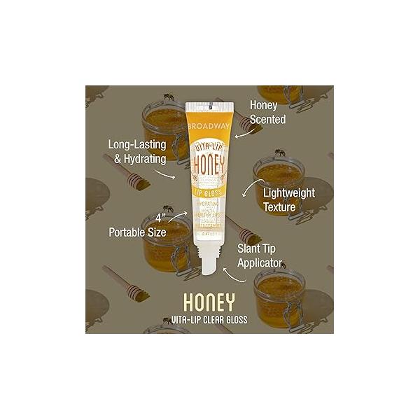Ruby Kisses Broadway Vita-Lip Clear Lip Gloss (8 Pack), Ultra-Hydrating & Soothing Formula with Vitamins, High-Shine Non-Sticky Finish Balm Mint, Rosehip, Coconut, Mango, Argan, Honey, Shea