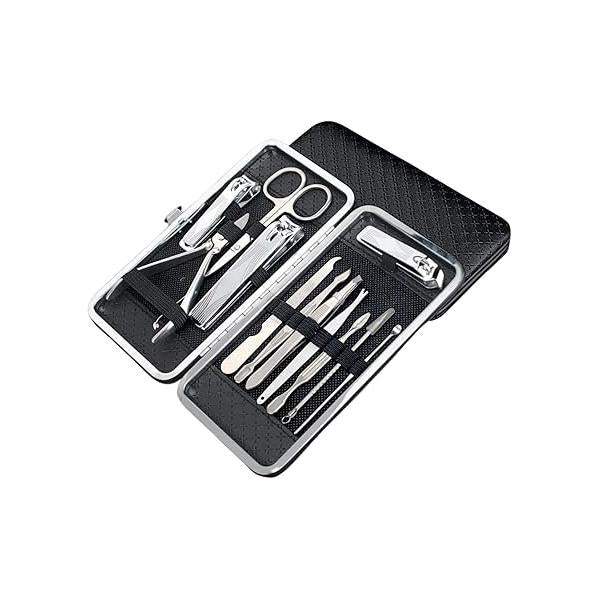 DinDi Black Set with Nail Clippers, 12 in 1 Including Scissors, Tweezers, and File for Men Women Hands Feet