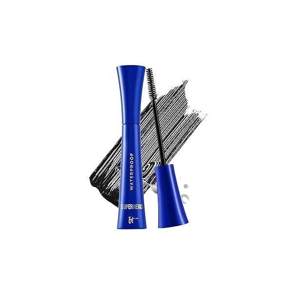 IT Cosmetics Superhero Volumizing Waterproof Mascara - 24HR Wear Resists Sweat & Humidity Lash-loving Biotin, Peptides Pro-Vitamin B5 Super Black, 0.3 fl oz