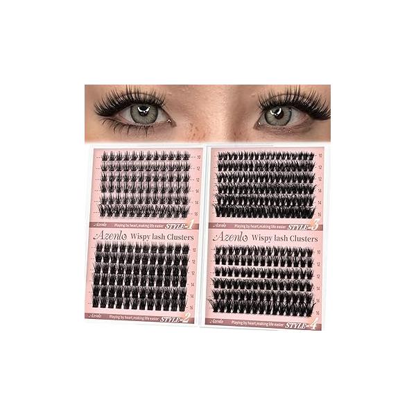 Cluster Lashes Eyelash Clusters 08+A50+60D+80D Lash Wispy Individual D Curl Extension Natural DIY Extensions for Beginners