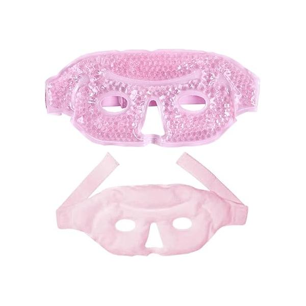 Gel Eye Mask, Cooling Mask Reusable Ice Pack Under Patches, Hot Cold Treatment for Redness, Pain Relief and Relax (Pink - 2count)
