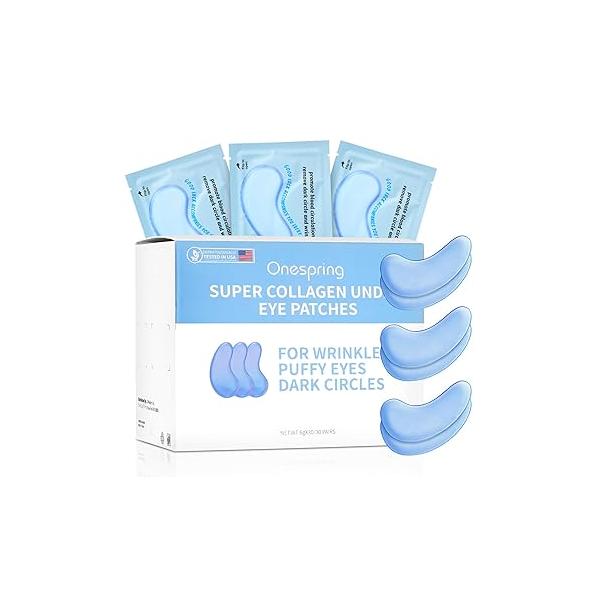 Under Eye Patches (30 Pairs) - 24K Gold Mask for Puffy Eyes, Dark Circles, Bags and Smooth Wrinkles, Gel Pads With Collagen, Hyaluronic Acid & Castor Oil