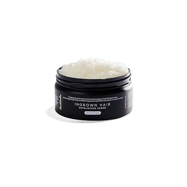Bushbalm Ingrown Hair Exfoliating Scrub - Reduces Appearance of Hairs and Razor Bumps, Soothes Skin Post-Shave Redness Watermelon Sugar, 236 ml