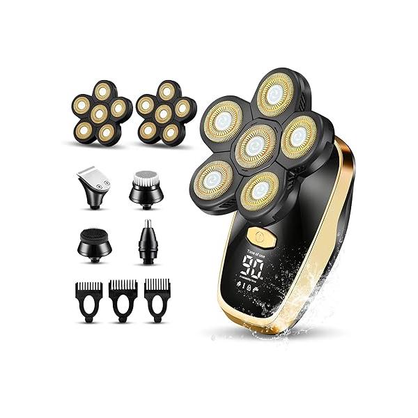 Head Shavers for Bald Men Rotary Electric Razor Cordless Shaver Rechargeable Waterproof Mens Multifunctional Shaving Grooming Kit Balder