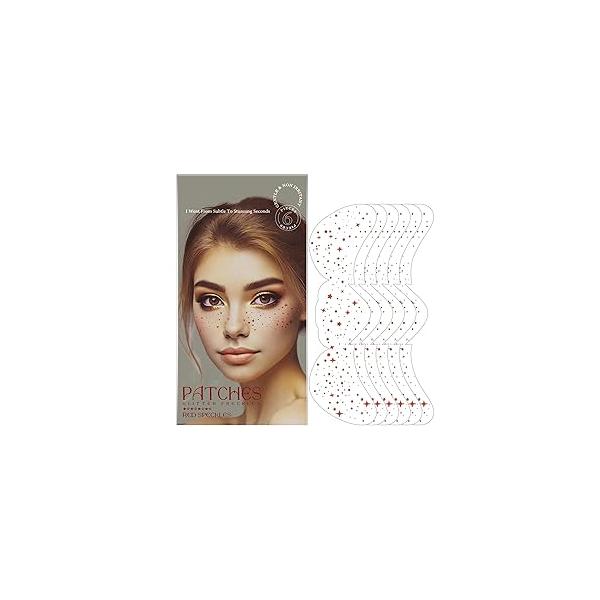 6pcs Glitter Freckles Face Tattoo, Brown Makeup Patches Freckles, Faux Waterproof Temporary Tattoos, Freckle Patch gift for Festival Parties Accessories