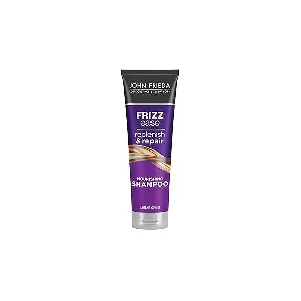 John Frieda Frizz Ease Replenish & Repair Shampoo, Moisture-Repair Shampoo that Visibly Repairs Damage, Reduces Frizz, and Nourishes Hair with Argan, Moringa, Coconut Oil, 8.45 Oz