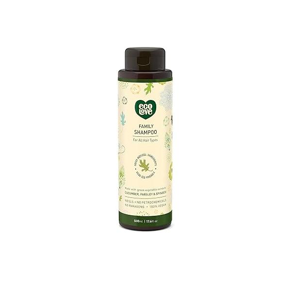 ecoLove - Natural Shampoo, Sodium lauryl sulfate Free, Vegan & Cruelty Free Shampoo for Color Treated Hair, Very Dry Damaged Organic Lavender shampoo, No SLS or Parabens, 17.6 oz