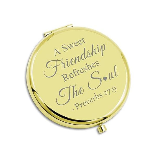 Baptism Gifts for Best Friend Compact Makeup Mirror Religious Friendship Encouragement Scripture Folding Bible Verse Presents Christian Friends Easter Prayer