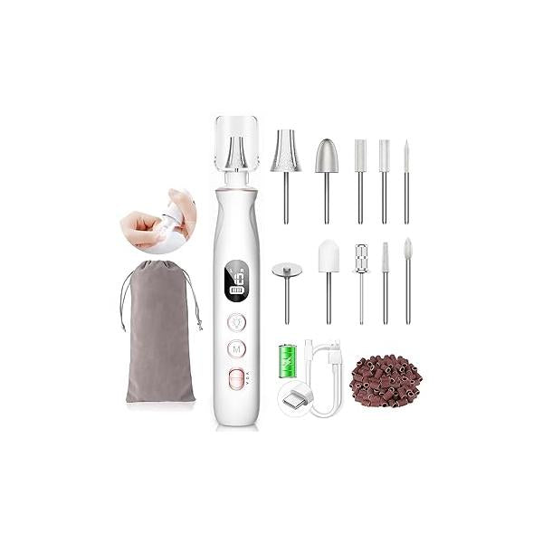 Nail Drill Electric File - Cordless Professional Filer for Manicure and Pedicure, Portable Machine Kit Acrylic Gel Nails Thick Toenails Grind
