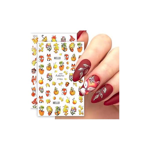 Halloween Nail Art Stickers Decals Self-Adhesive 3D Supplies 6 Sheets Ghost Spider Webs Pumpkin Horror Decoration for Women Girls Manicure DIY