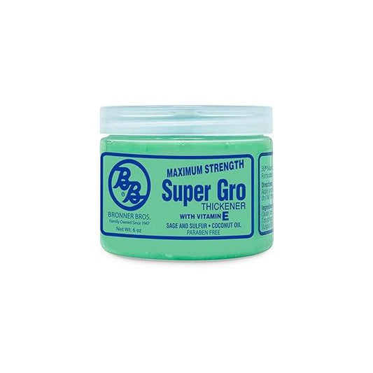 Bronner Brothers Double Strength Super Gro - Hair Treatment for Dry Itchy Scalp with Vitamin E, A & D, Coconut Oil, Sage Nourishes Damaged Hair, Reduces Split Ends Breakage, Intense Moisture 6oz