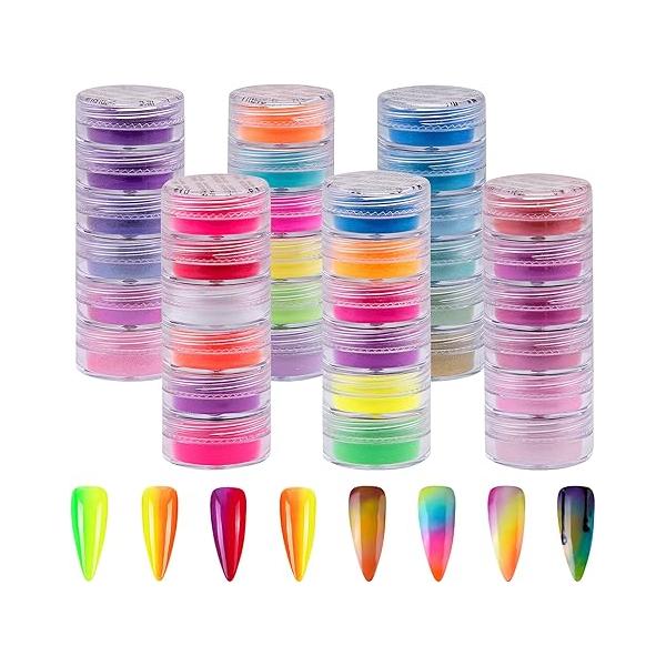 Duufin 36 Colors Nail Pigment Gel Acrylic Art Pigments Colorful Luminous Iridescent Glitter Pearlescent High-Gloss Halo Powder for Art, Body and Crafts