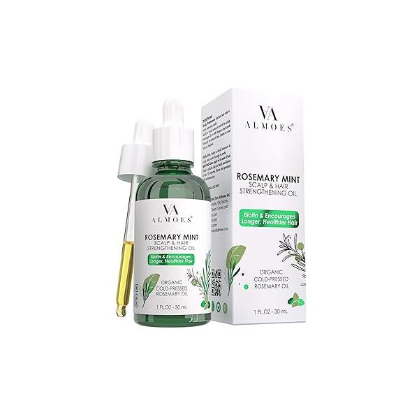 ALMOES Rosemary Oil,Pure Essential for All Hair, Mint Scalp & Hair Strengthening Oil,1 Fl Oz