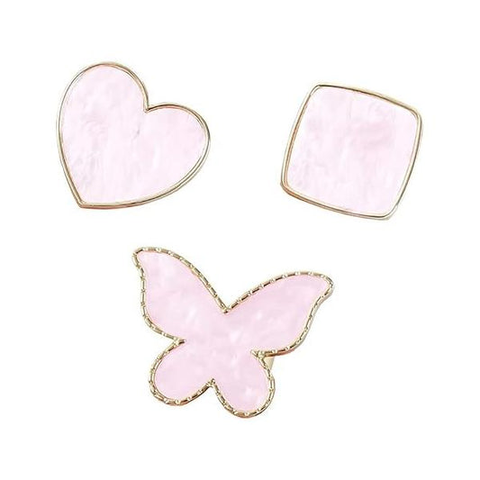 3 Pcs Resin Nail Art Palette with Finger Ring Painting Mixed Color Gold Edge Pink