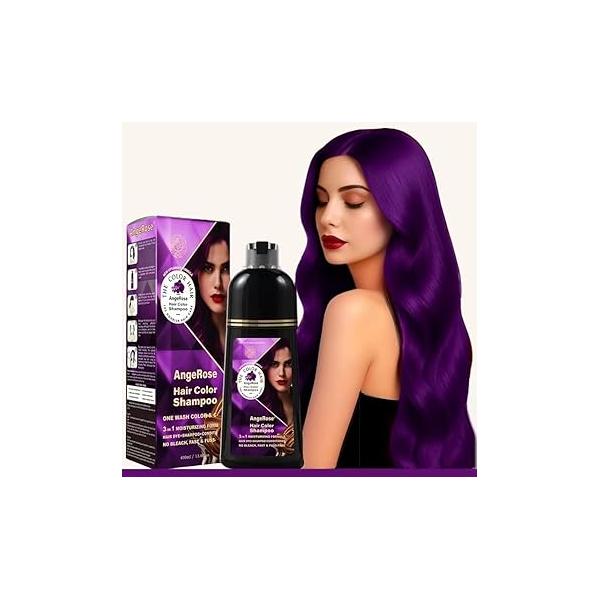 Hair Dye Shampoo 3 in 1, Instant Herb Ingrident to Cover Gray Hair, Long-lasting & Natual, Wine Red, 400 ML