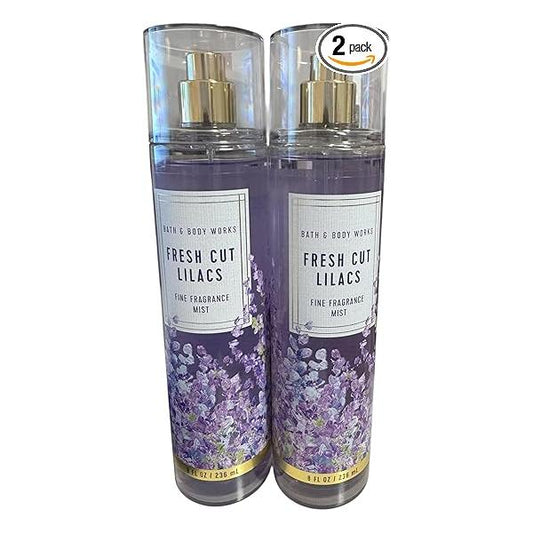 Bath and Body Works Fresh Cut Lilacs Fine Fragrance Mists Pack Of 2 8 oz. Bottles (Fresh Lilacs)