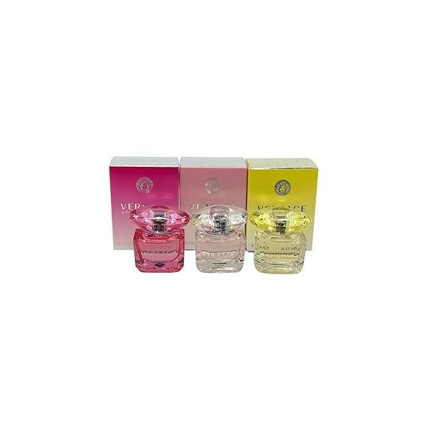 Versace 3-piece Miniatures Fragrance Collection - Bright Crystal Absolu, Crystal, Yellow Diamond Gift set for Women 0.17 fl oz each