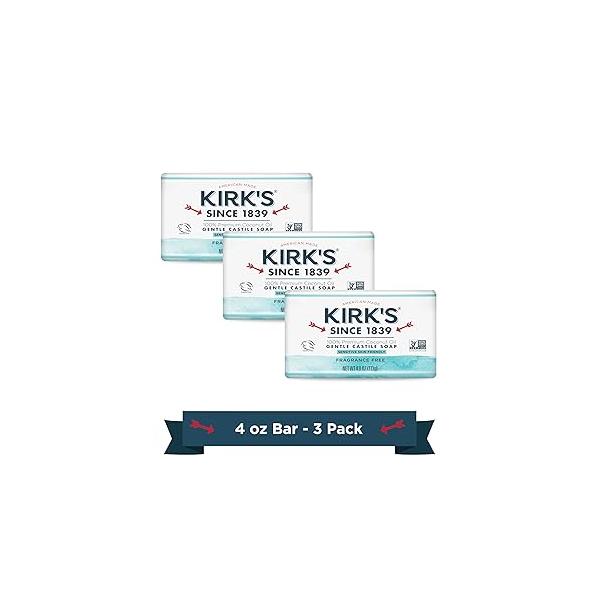 Kirk's Fragrance Free Castile Bar Soap (Pack of 3)