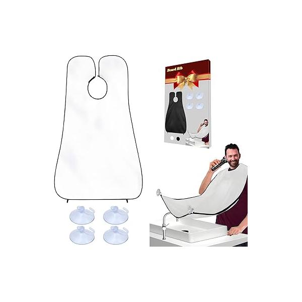 Beard Bib Apron, Catcher for Men Shaving & Trimming, Non-Stick Hair with 4 Suction Cups