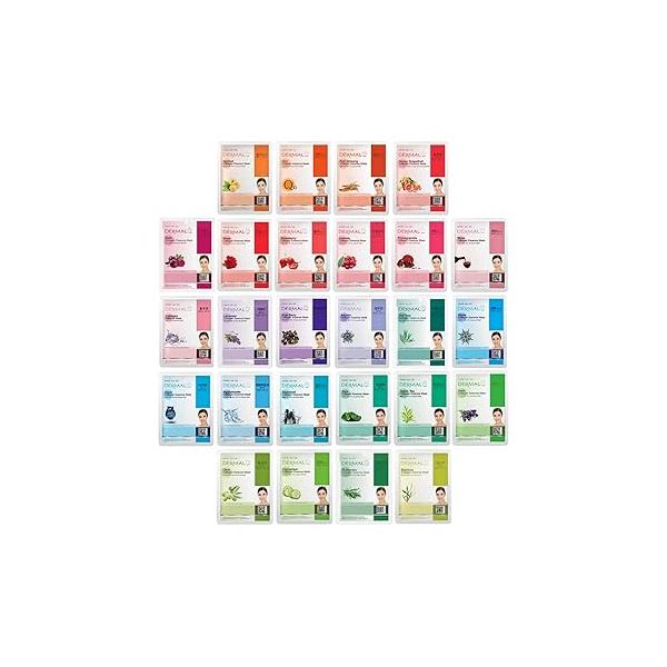 DERMAL 39 Combo Pack A Collagen Essence Korean Face Mask - Hydrating & Soothing Facial with Panthenol Hypoallergenic Self Care Sheet for All Skin Types Natural Home Spa Treatment Masks