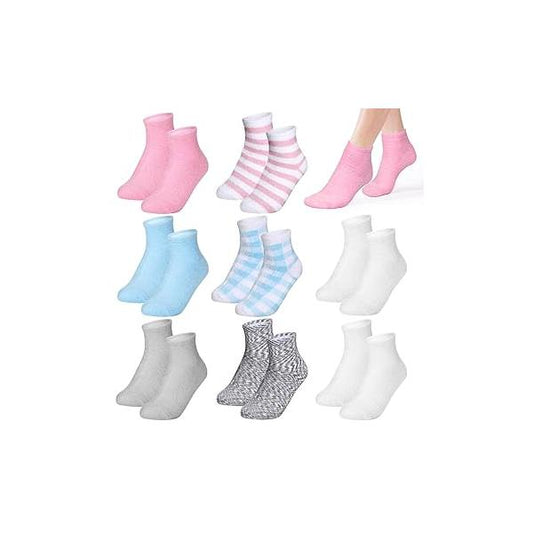 8 Pairs Aloe Socks Natural Moisturizing Spa Lotion Softening Infused for Women Men Repairing Gel Sleeping Fuzzy Dry Cracked Feet Skins (Stylish)