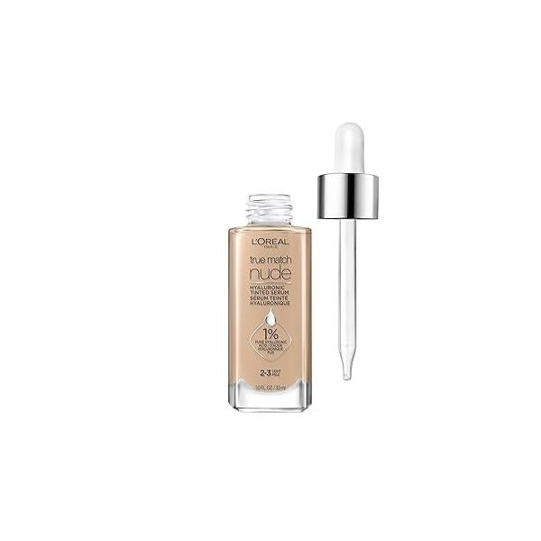 L'Oreal Paris True Match Nude Hyaluronic Tinted Serum Foundation with 1% acid, Light 2-3, 1 fl. oz.
