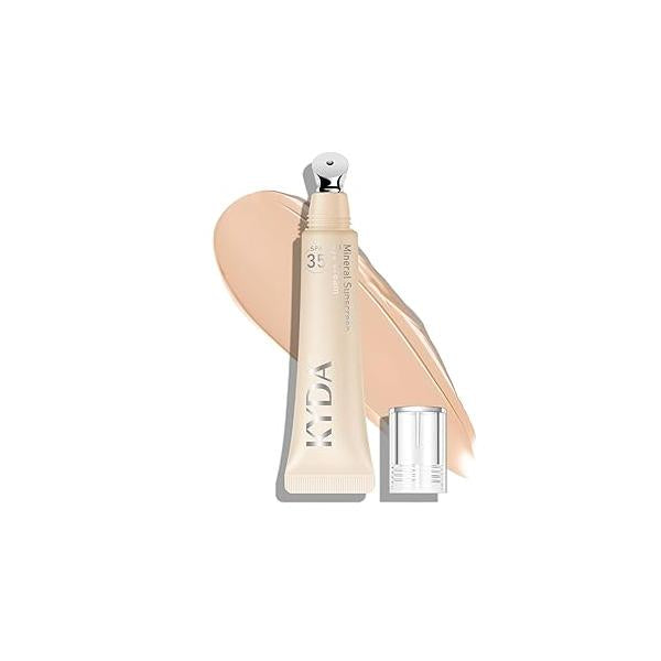 KYDA Mineral Sunscreen Eye Cream, 3-in-1 Anti-Aging SPF 35, for Dark Circle and Fine Lines, Light