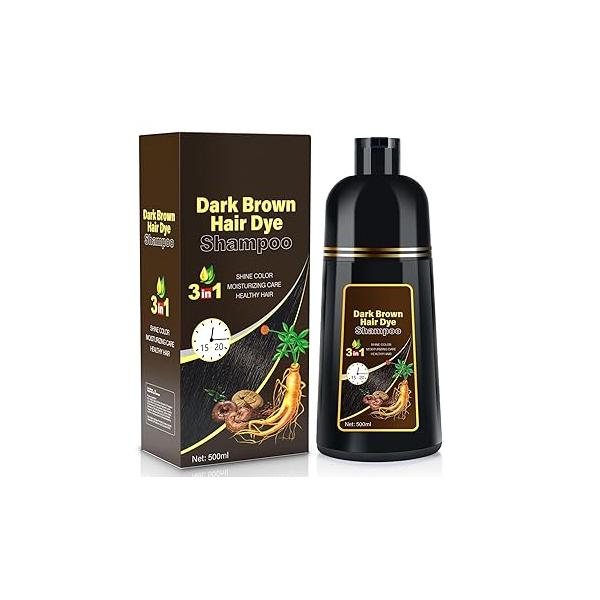 Natural Black Hair Dye Shampoo Instant & Easy 3-in-1 Color Solution for Men and Women - Herbal Formula, Ammonia-free, Lasts 30 Days 16.90 oz