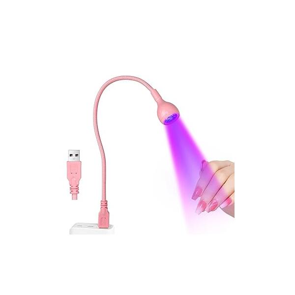 AORAEM UV LED Nail Lamp, Quick Drying Light for Gel Nails Foot Control Cure Flash with Black Gooseneck and Clamp