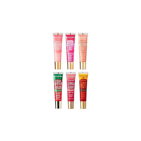 Ruby Kisses Broadway Vita-Lip Clear Lip Gloss (8 Pack), Ultra-Hydrating & Soothing Formula with Vitamins, High-Shine Non-Sticky Finish Balm Mint, Rosehip, Coconut, Mango, Argan, Honey, Shea