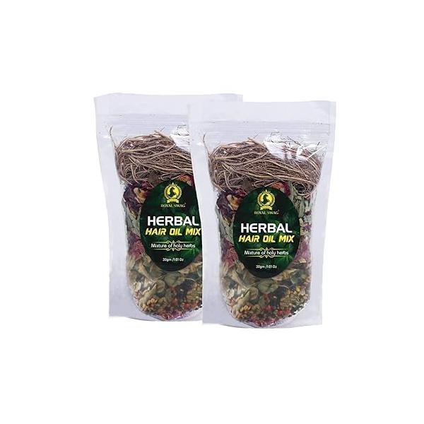 Herbal Hair Oil Mix 30 g x 2 packs for Healthy Packed with Goodeness of Ayurvedic Natural Dried Herbs For Infusion | Made In India Pack 2(1 pack = 1 Oz/30 gm)